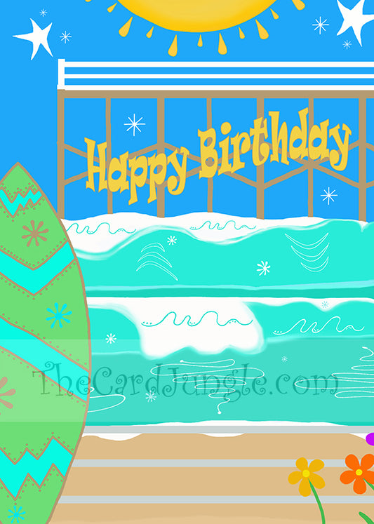 Happy Birthday (Beach Scene) Greeting Card (Card#: HB30)