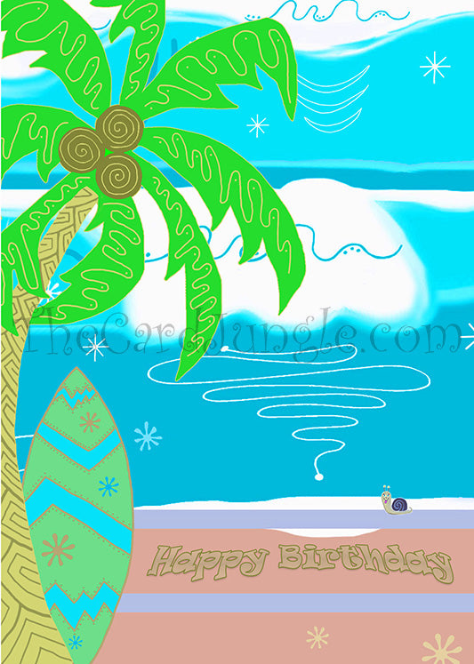 Happy Birthday (Written in the Sand) Greeting Card (Card#: HB27)