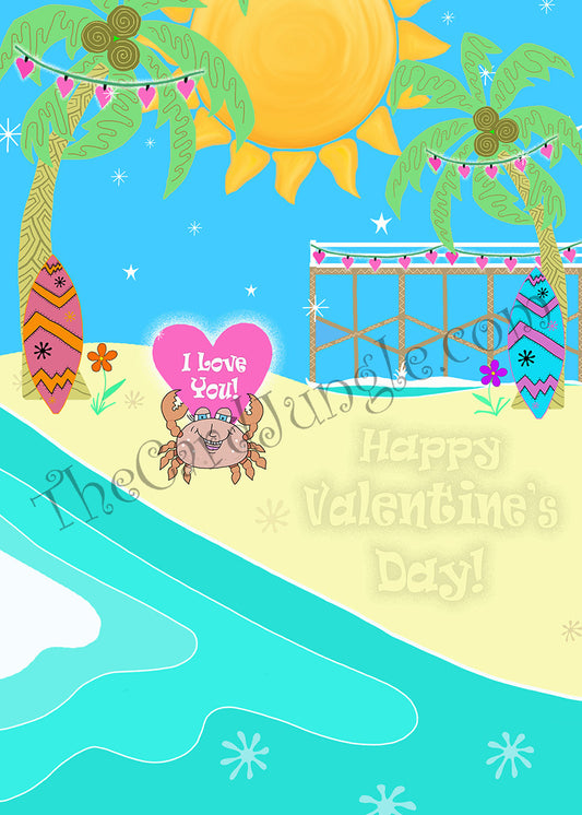Happy Valentine's Day (Written In Sand) Greeting Card(Card#: HVD4)
