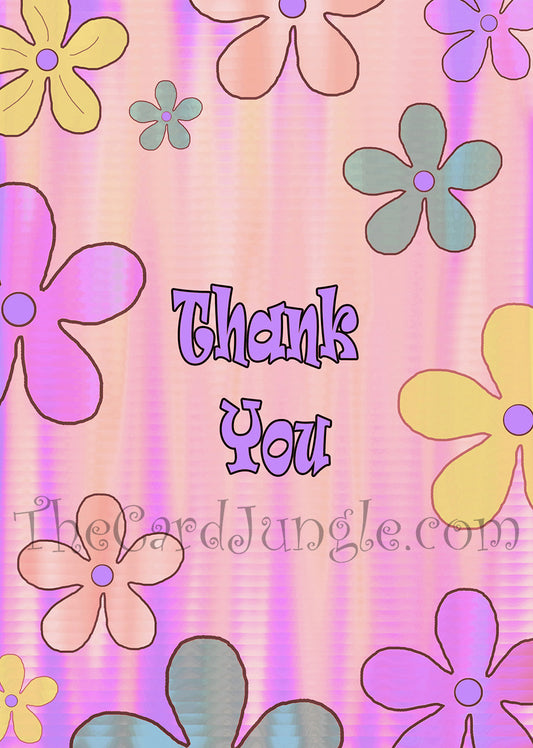 Thank You Floral Greeting Card (Five Color Variants)(Card#: TY3)