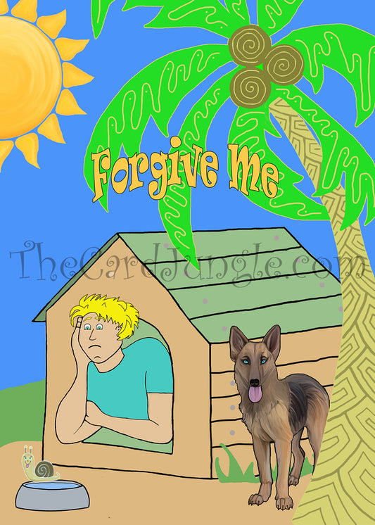 Forgive Me (Man In Dog House) Greeting Card (Card#: AP3)