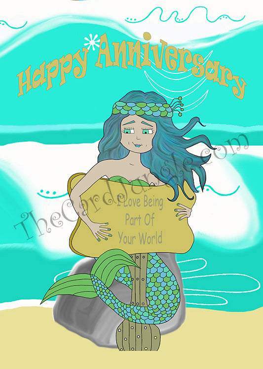 Happy Anniversary - I Love Being Part Of Your World! Greeting Card (Card#: HA5)
