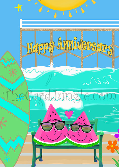 Happy Anniversary (Watermelon) Greeting Card (Card#: HA1)