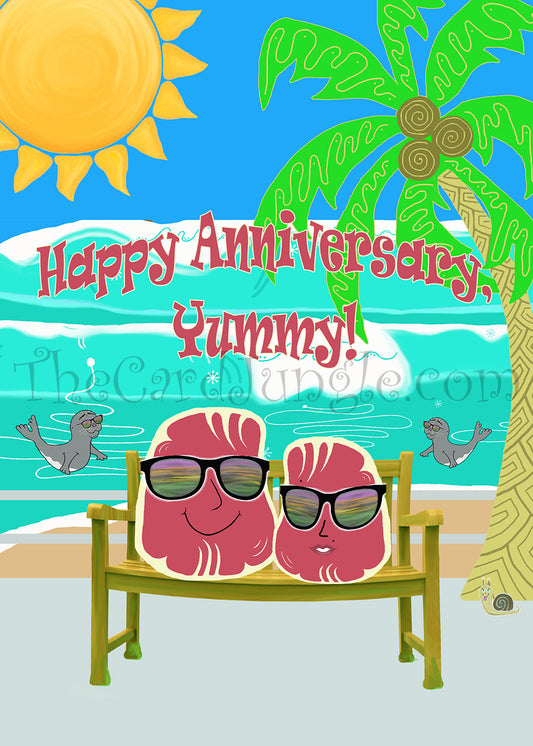 Happy Anniversary Yummy (Steaks) Greeting Card (Card#: HA2)