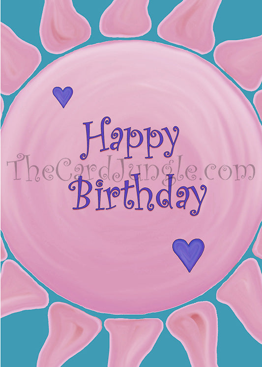 Happy Birthday (Big Sun) Greeting Card (Seven Color Variations) (Card#: HB29)