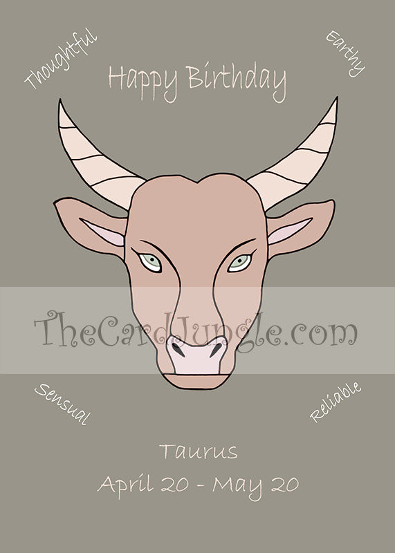 Happy Birthday Taurus Greeting Card (Card#: HB12)