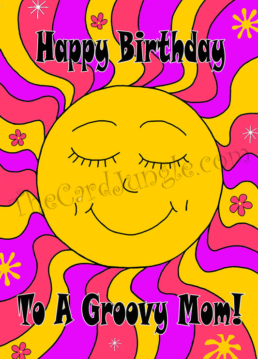 Happy Birthday To A Groovy Mom (Birthday Greeting Card) (Card#: HB30)