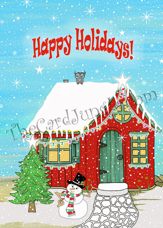 Happy Holidays (Christmas Scene) Greeting Card (Card#: HH1)