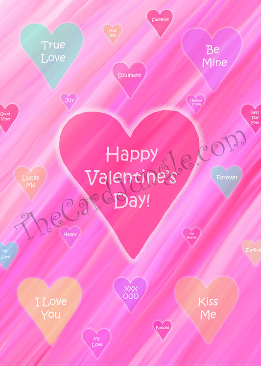 Happy Valentine's Day (Heart Candy) Greeting Card (Card#: HVD8)