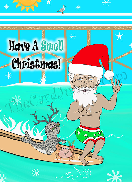 Have a Swell Christmas (Surfing Santa) (Card#: MC7)