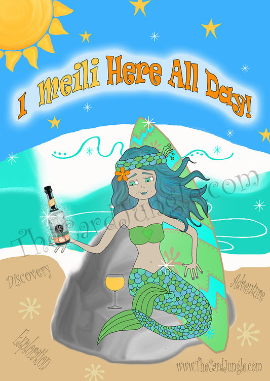 "I Meili Here All Day" Meili Vodka 5 x 7 Greeting Card