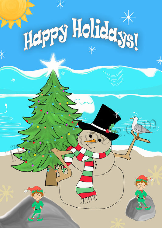 Happy Holidays (Sandman on Beach) Greeting Card (Card#: HH2)