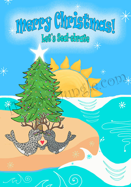 Merry Christmas Let's Seal-ebrate! Greeting Card (Two Color Variants) (Card#: MC3)