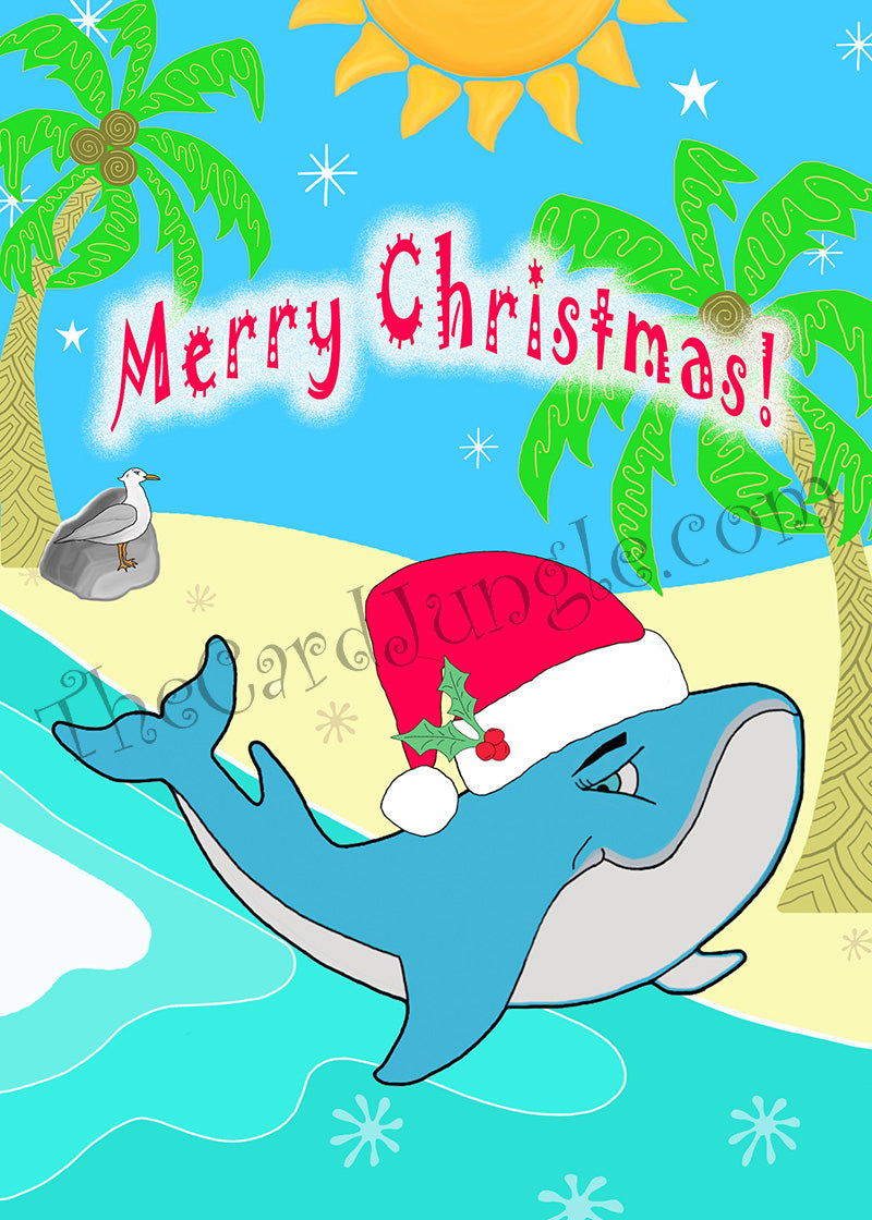 Merry Christmas (Whale) Greeting Card (Card#: MC8)